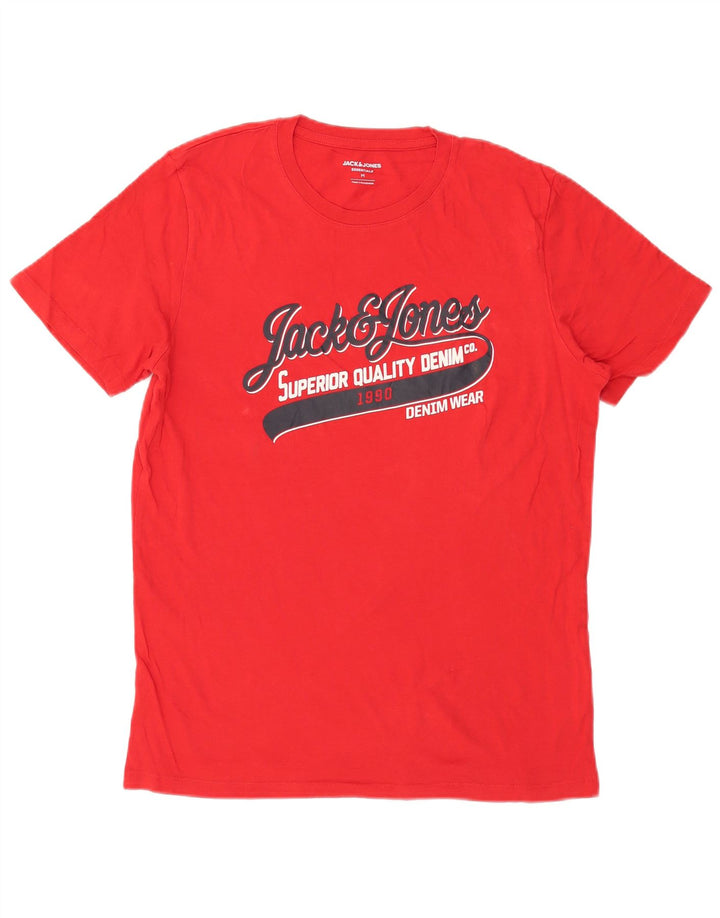 Jack & Jones Herre grafisk T-shirt Top Medium Rød Bomuld