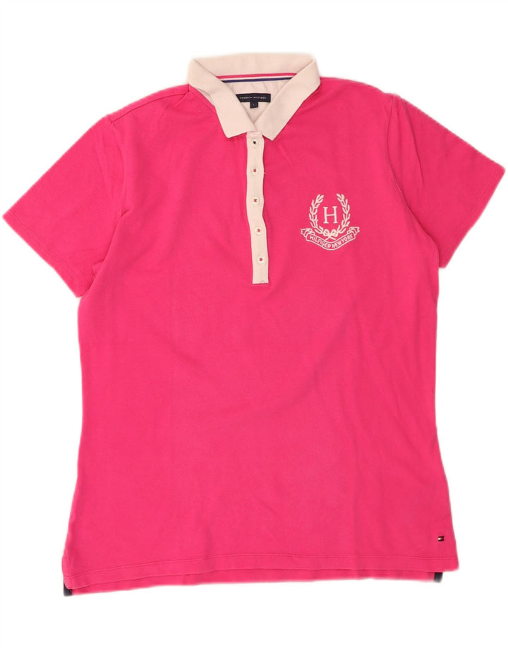 Tommy Hilfiger Dame Polo Shirt UK 14 Large Pink Bomuld