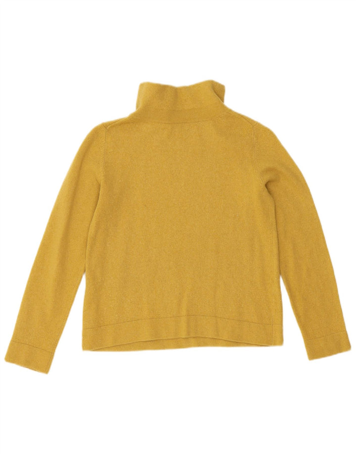Hobbs Womens Crop Turtle Neck Sweater UK 12 Medium Yellow Wool