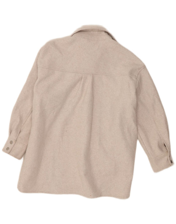 Zara Womens Shacket Jacket UK 6 XS Beige Polyester