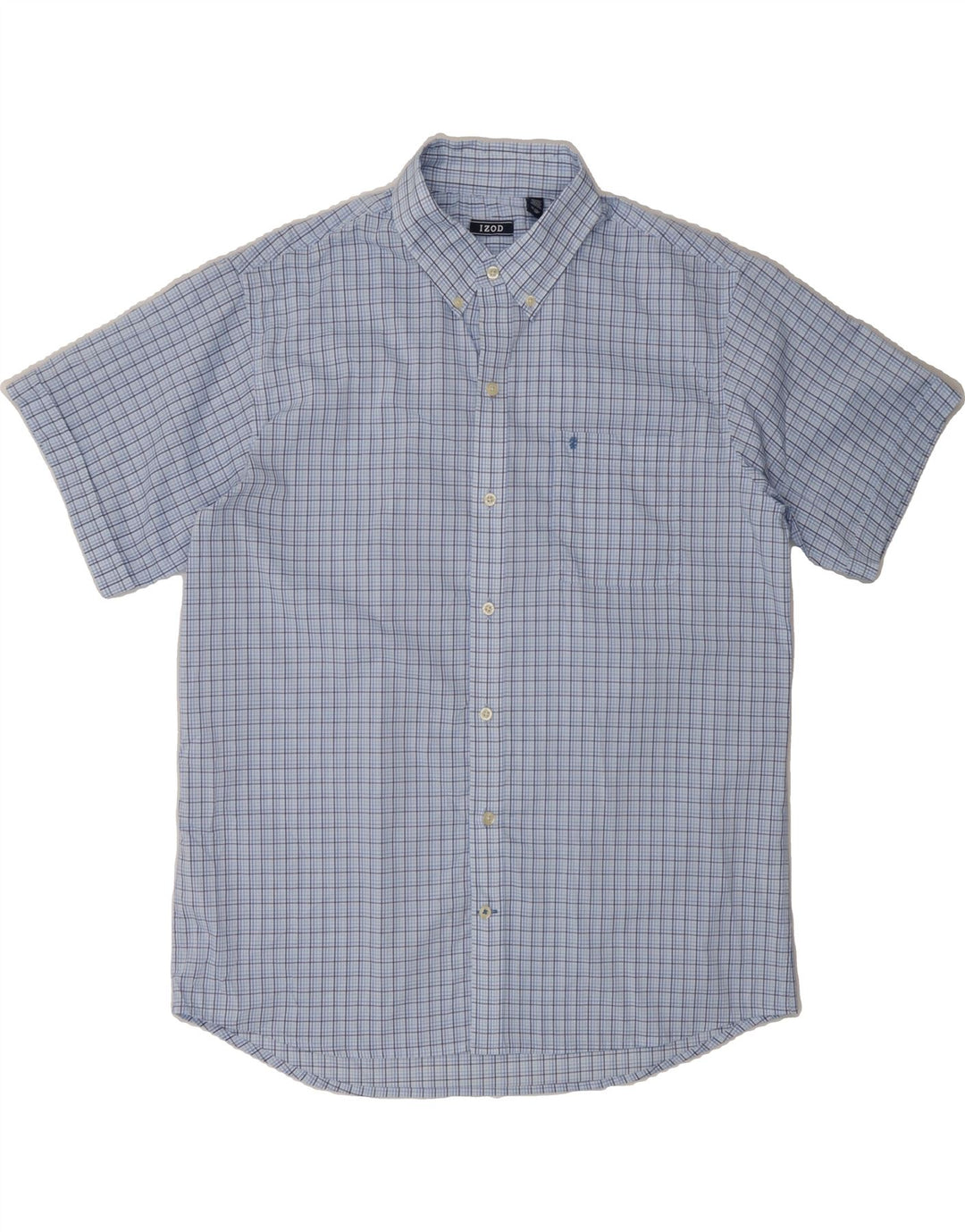 IZOD Mens Short Sleeve Shirt XL Blue Check Polyester Vintage Izod and Second-Hand Izod from Messina Hembry 
