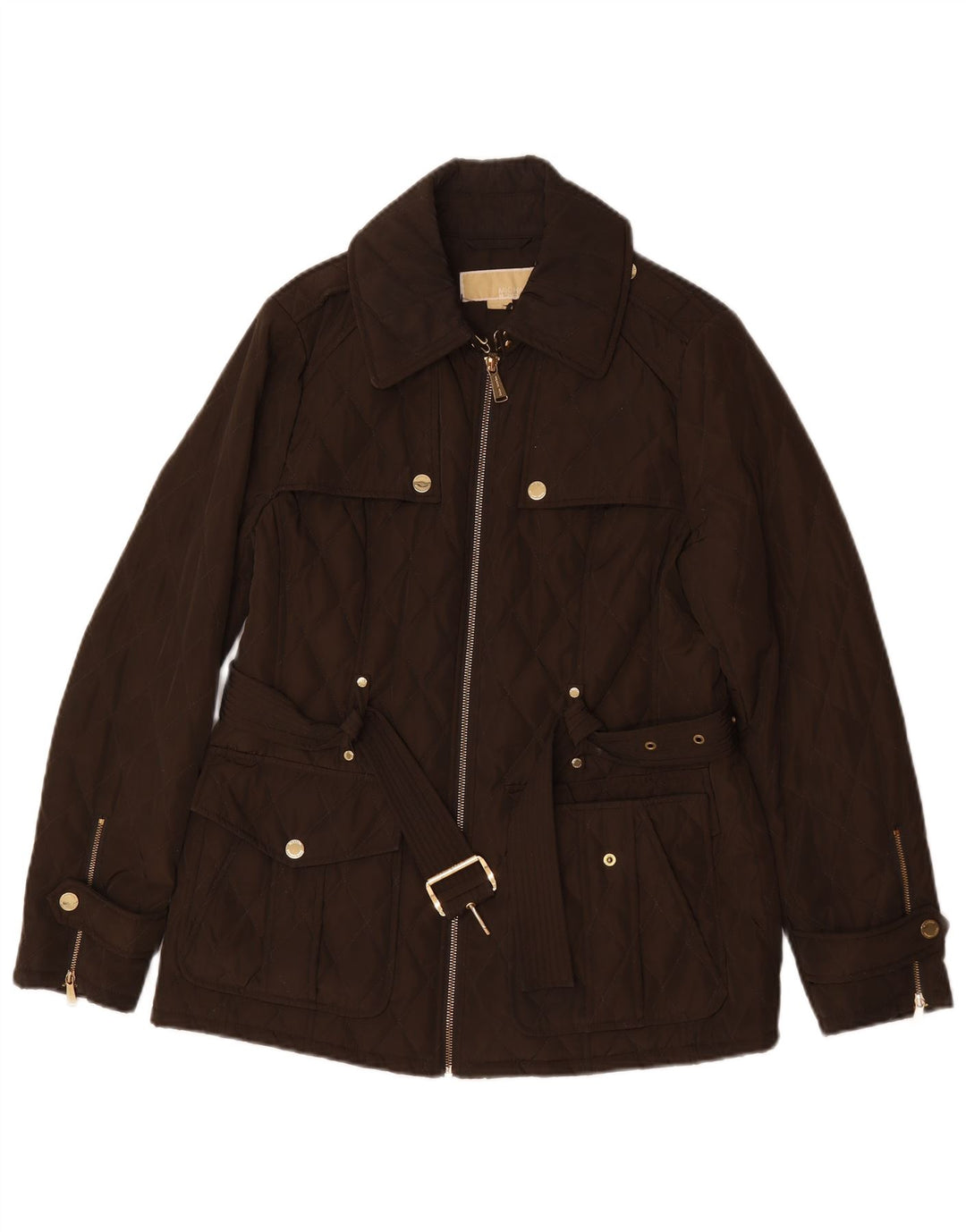 Michael Kors Quiltet Utility-jakke til kvinder UK 14 Medium Brun Polyester