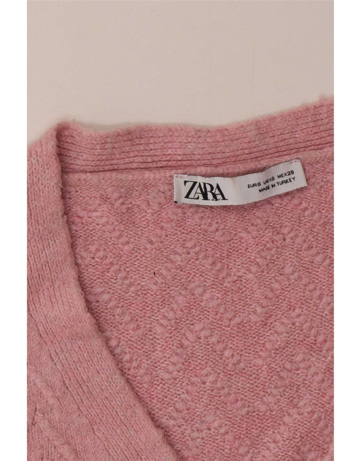 Zara Dame Oversized Cardigan Sweater UK 10 Small Pink