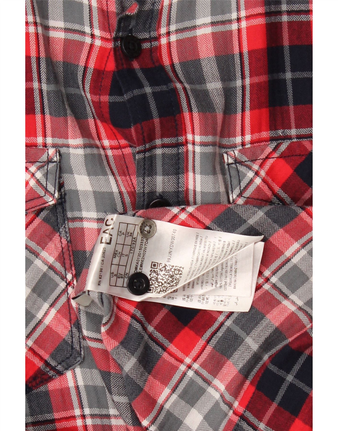Guess Herre Slim Fit Flanellskjorte Lille Rød Plaid Bomuld
