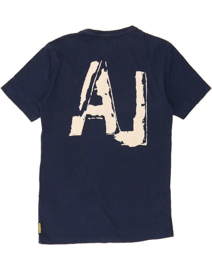 ARMANI JEANS Mens Graphic T-Shirt Top Medium Navy Blue Cotton Vintage Armani Jeans and Second-Hand Armani Jeans from Messina Hembry 