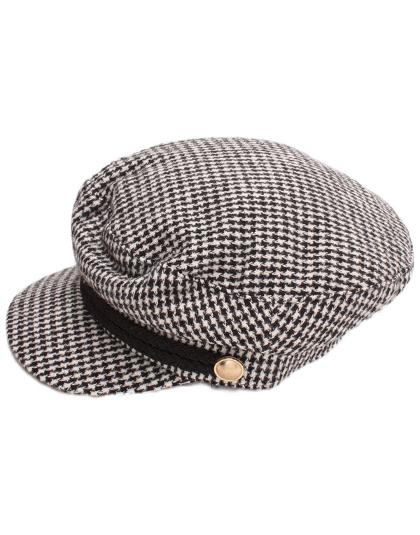 Zara Womens Newsboy Cap Small Black Houndstooth