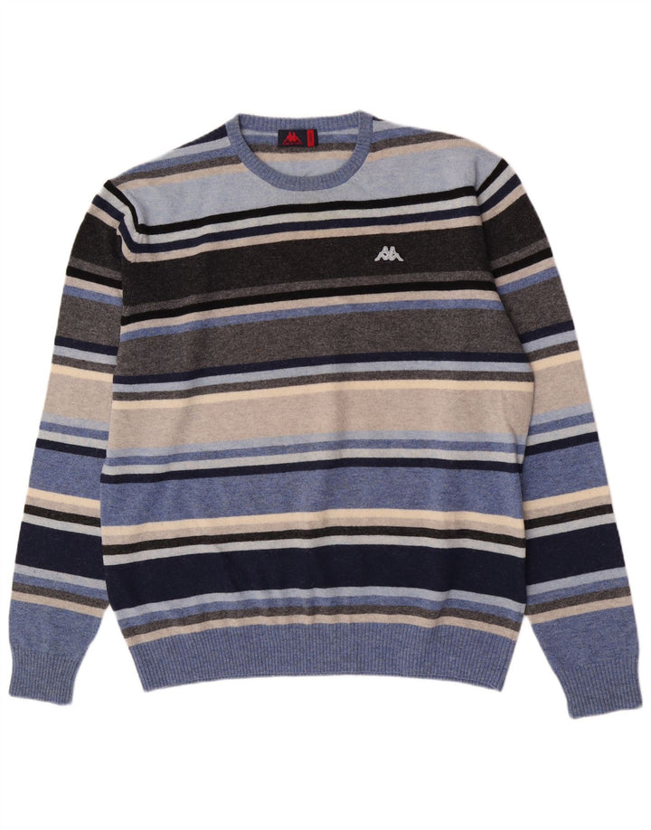 Kappa herre rund hals sweater stor flerfarvet stribet uld