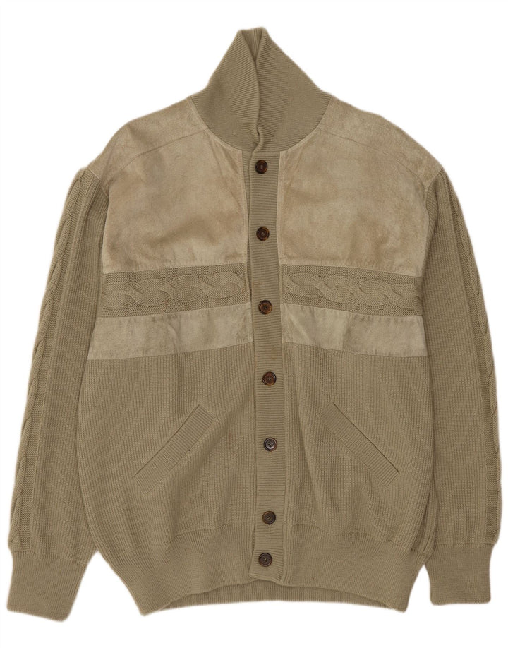 Halfon Herre Cardigan Sweater Large Khaki