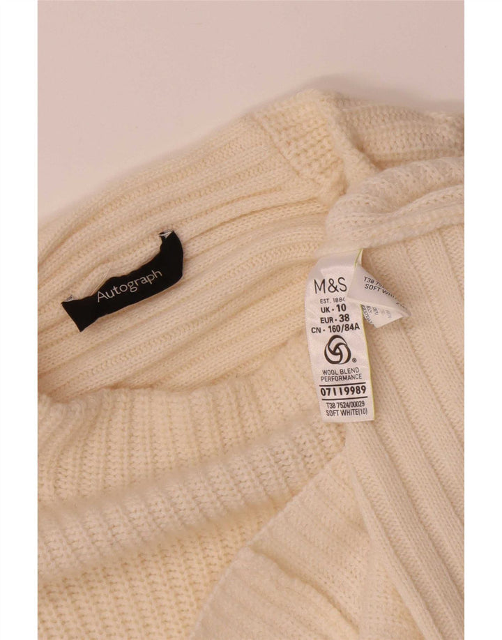 Marks & Spencer Dame Turtle Neck Jumper Sweater UK 10 Small Off White