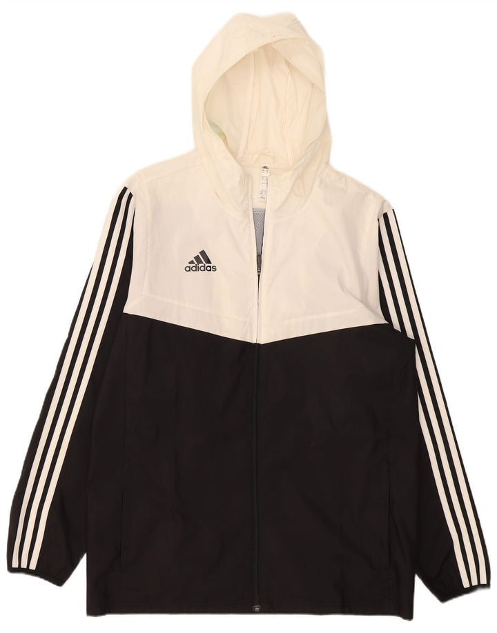 Adidas Regnjakke med hætte til mænd UK 38 Medium Sort Colourblock Polyester
