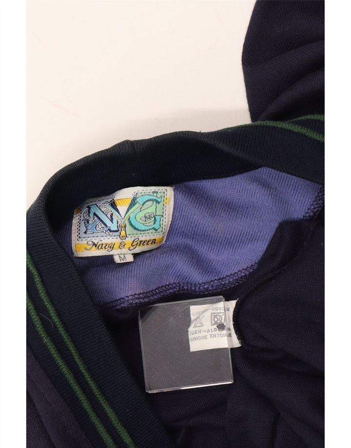 VINTAGE Mens Cardigan Sweater Medium Navy Blue Cotton Vintage Vintage and Second-Hand Vintage from Messina Hembry 