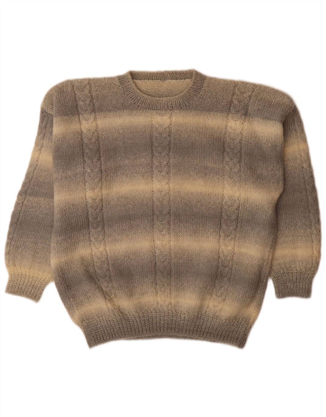 Vintage herre rund hals sweater stor grå stribet