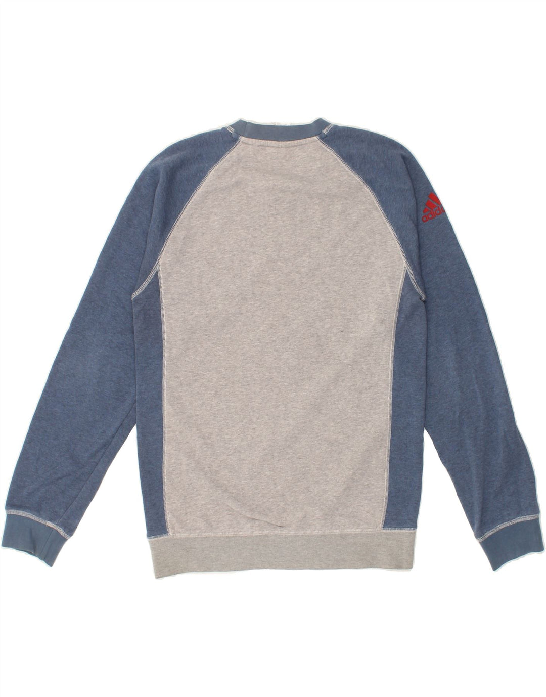 ADIDAS Mens Graphic Sweatshirt Jumper Small Grey Colourblock Cotton Vintage Adidas and Second-Hand Adidas from Messina Hembry 