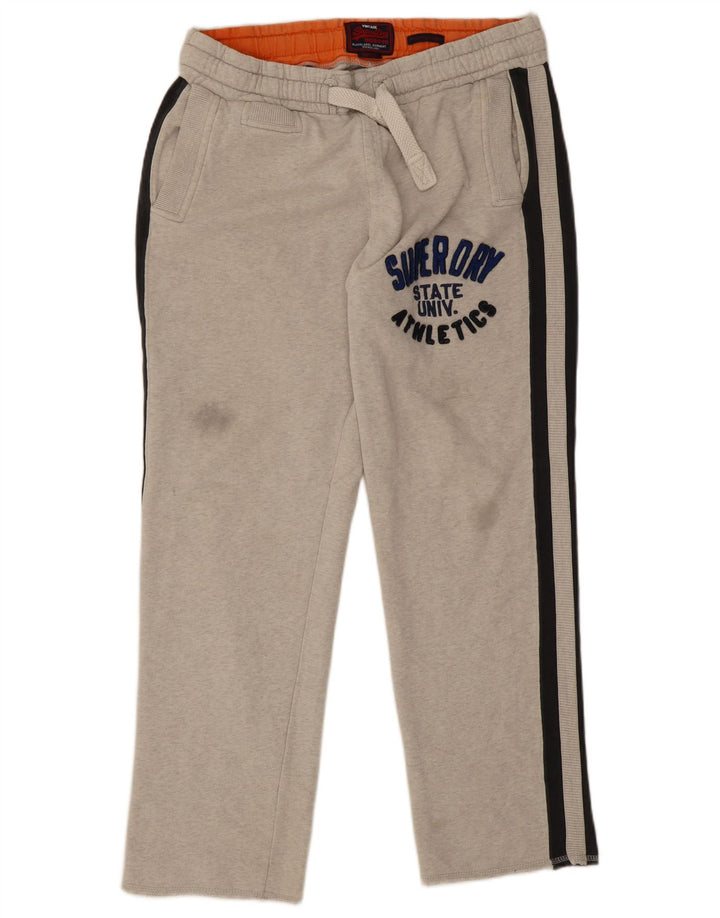 Superdry Grafiske træningsdragtbukser til mænd, store grå bomuld