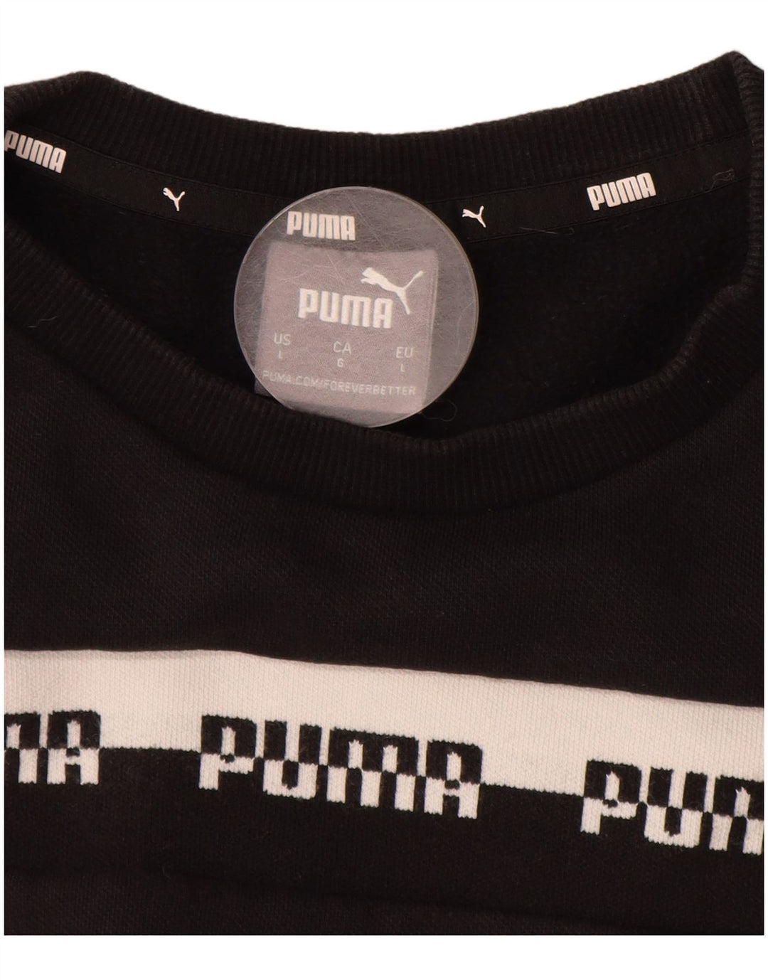PUMA grafisk sweatshirt til mænd, stor sort bomuld