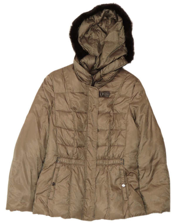 Geox Womens Respira hættepolstret jakke UK 14 Medium Khaki Polyester