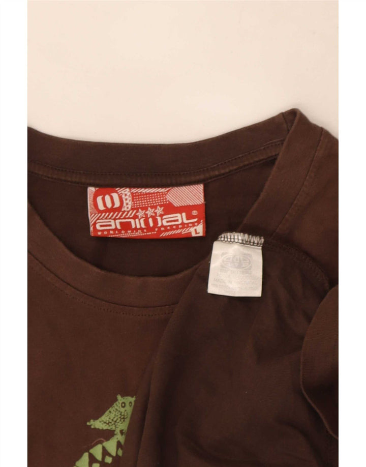 Animal Herre Grafisk T-Shirt Top Stor Brun Bomuld