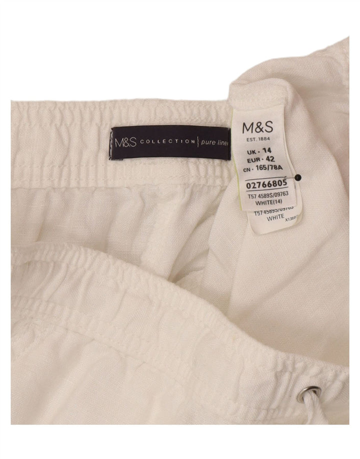 Marks & Spencer Womens Cropped Trousers UK 14 Large W30 L28 White