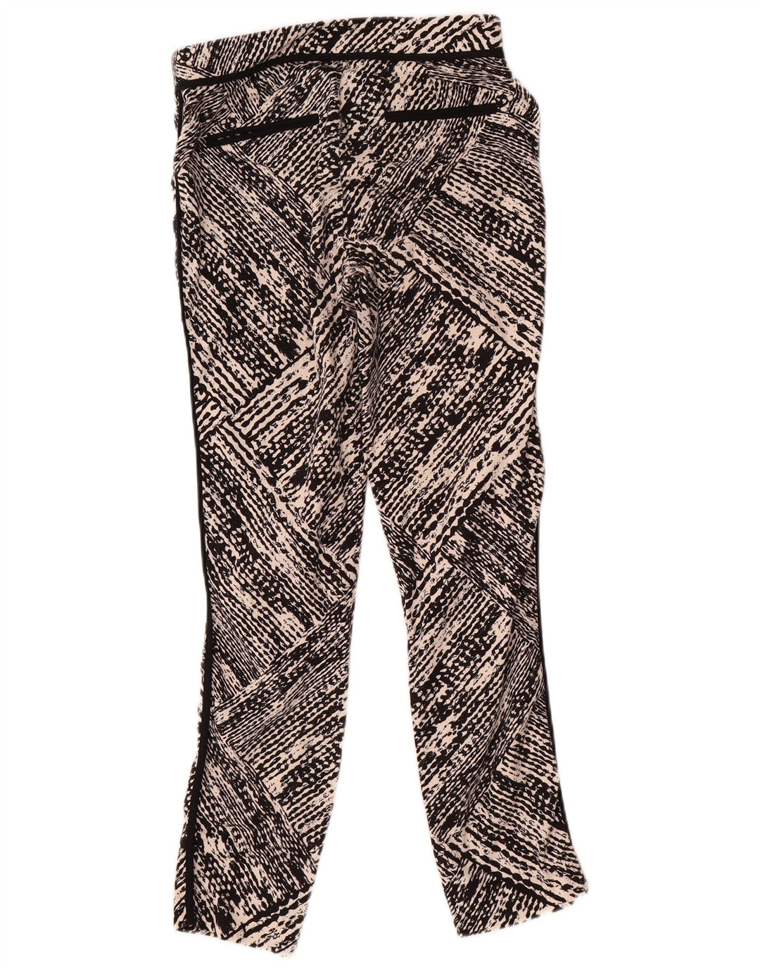 Zara Dame Abstrakt Mønster Slim Casual Bukser Små W26 L27 Sort