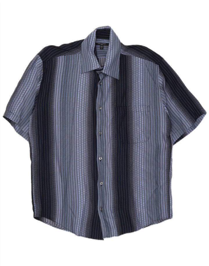 Tipo' S Kortærmet Herreskjorte Stor Marineblå Stribet Rayon