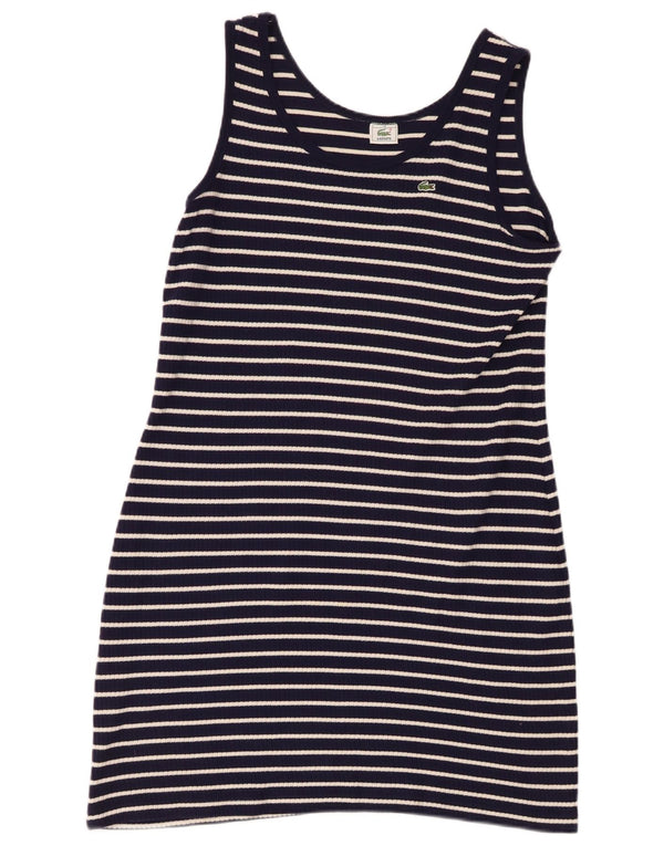 Lacoste Dame Ærmeløs T-Shirt Kjole Størrelse 46 XL Marineblå Stribet