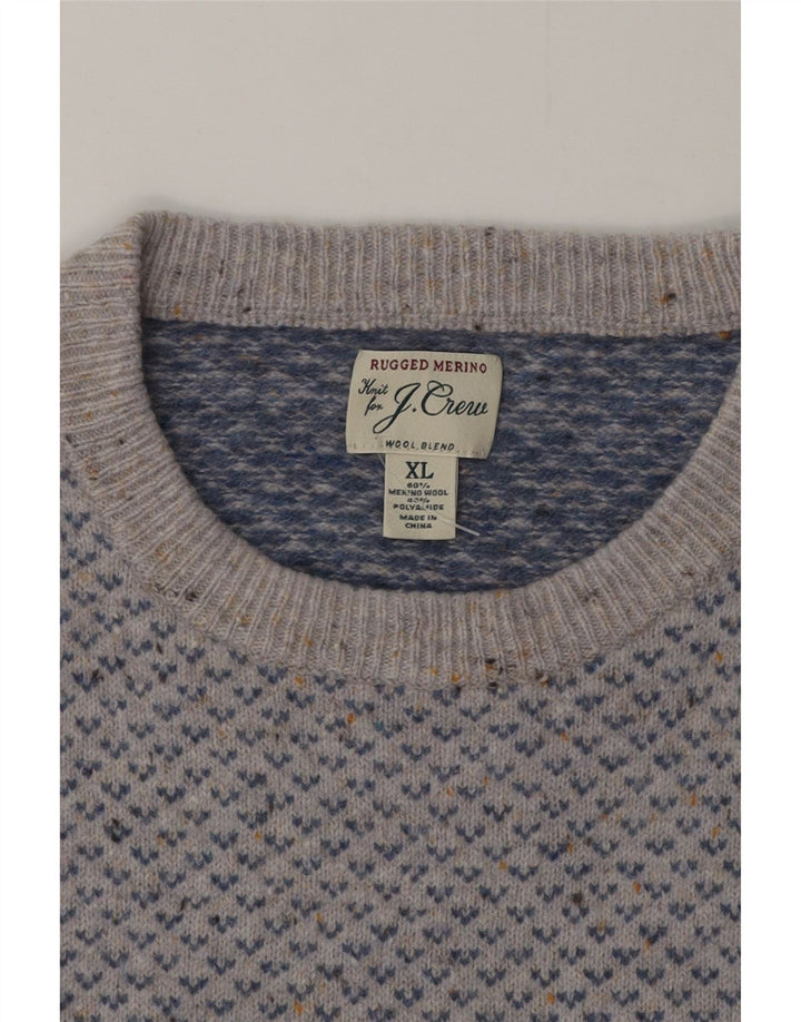 J. Crew Herre sweater med rund hals XL Grå Flecked Uld