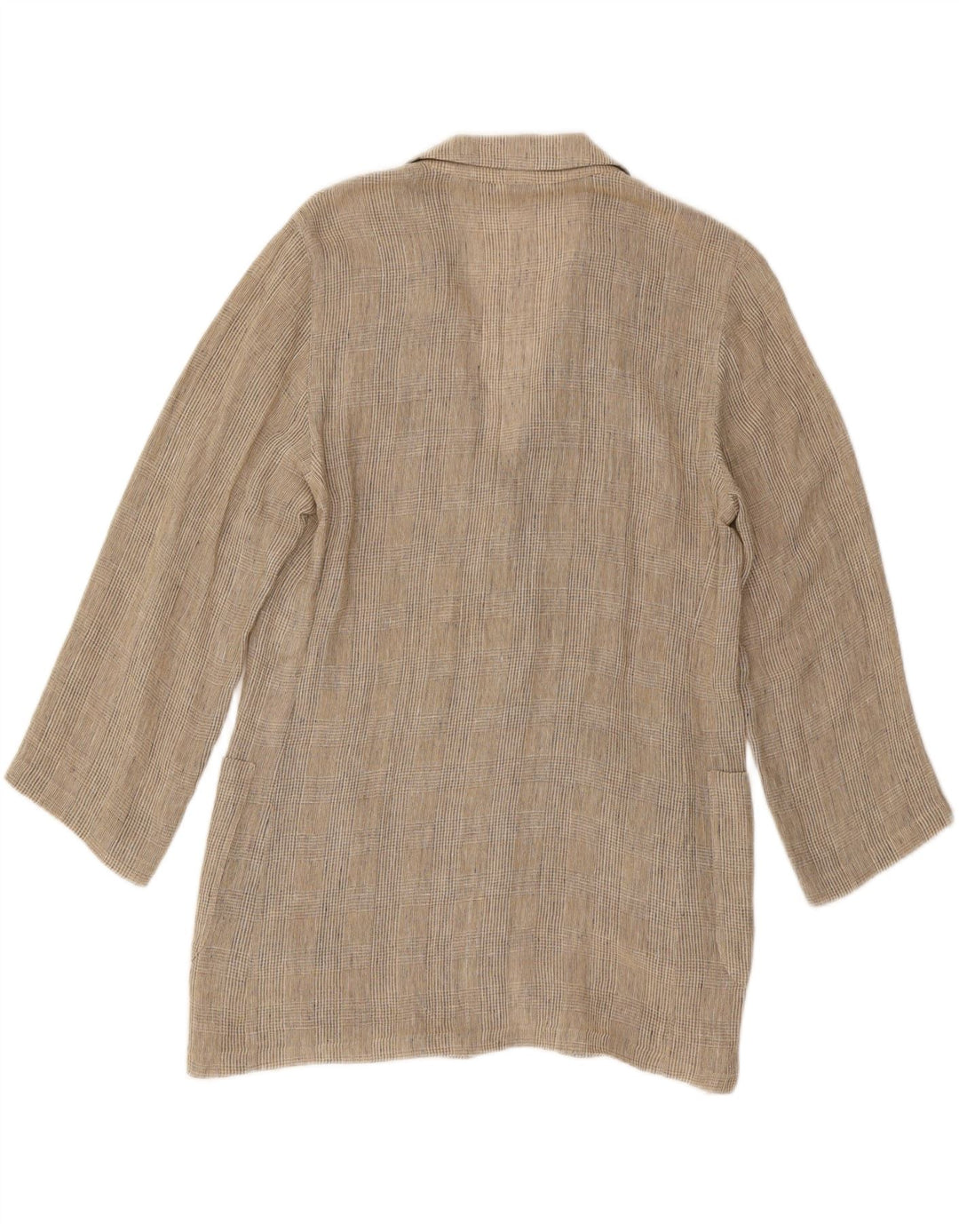 Max Mara Dame Longline Blazer Jacket UK 12 Medium Beige Houndstooth