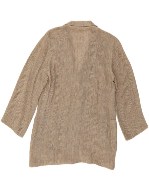 Max Mara Dame Longline Blazer Jacket UK 12 Medium Beige Houndstooth