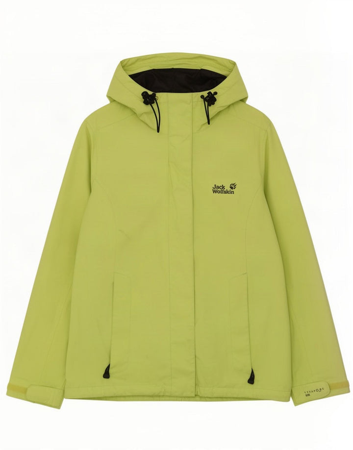 Jack Wolfskin Regnjakke med hætte til kvinder UK 12/14 Medium Green Polyamid