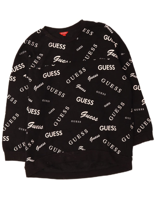 Guess Womens Grafisk Oversized Sweatshirt Jumper UK 18 XL Sort Bomuld