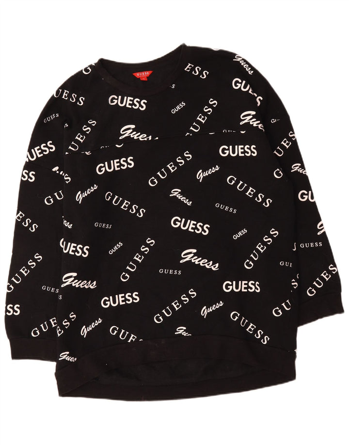 Guess Womens Grafisk Oversized Sweatshirt Jumper UK 18 XL Sort Bomuld