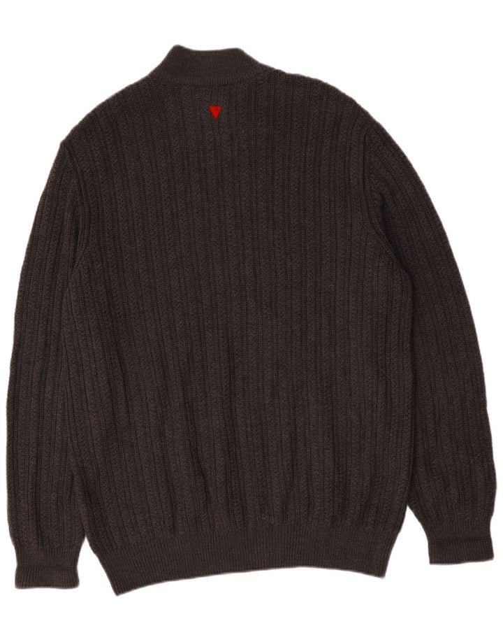 Iceberg Herre Button Neck sweater Large Black Virgin Wool