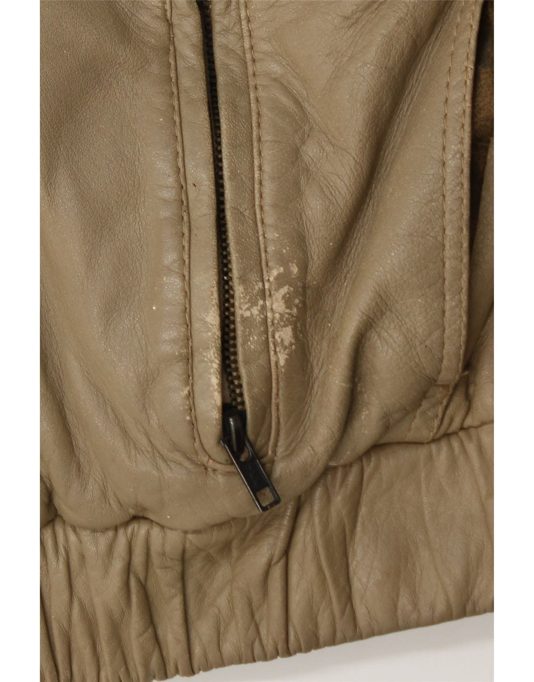 VINTAGE Mens Leather Jacket UK 40 Large Khaki