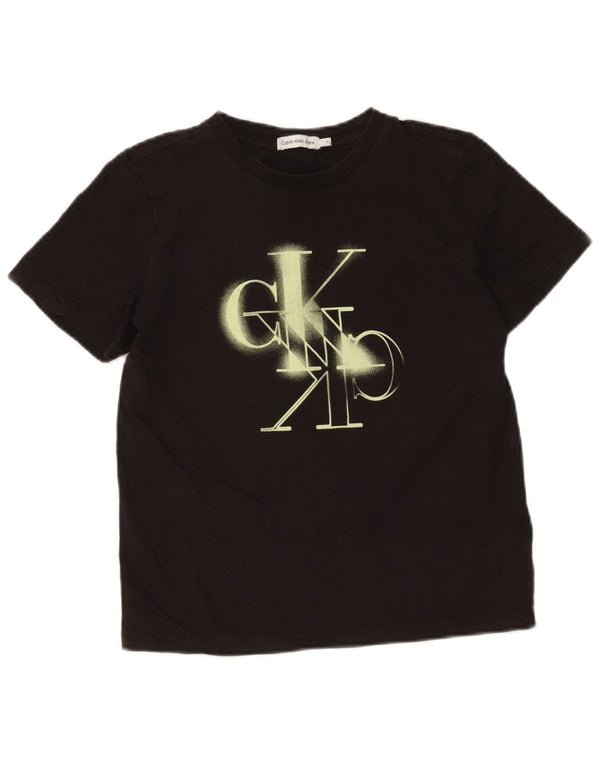 Calvin Klein Jeans Drenge Grafisk T-Shirt Top 11-12 År Sort Bomuld