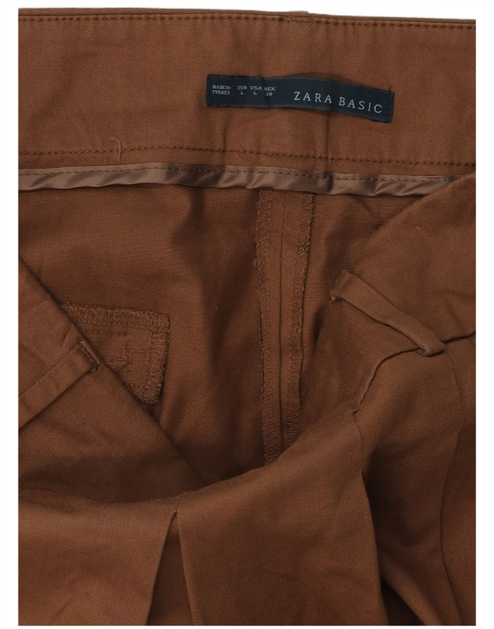 Zara Kvinder Plisseret A-Line nederdel Stor W34 Brun