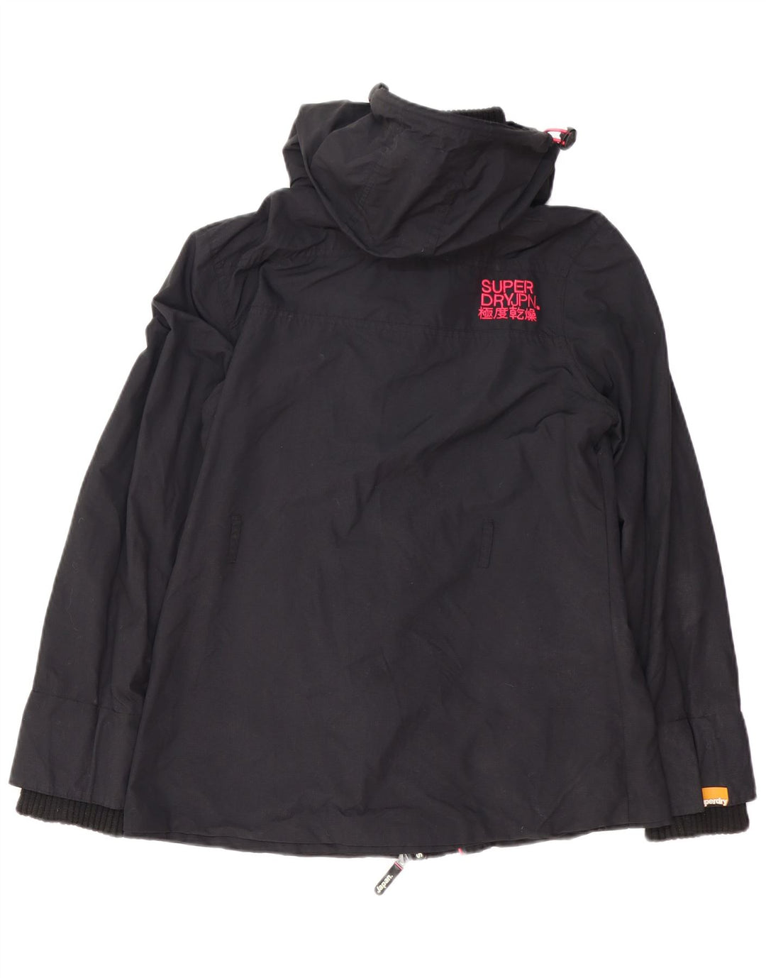 Superdry Womens The Windmac Regnjakke med hætte UK 16 Stor sort nylon