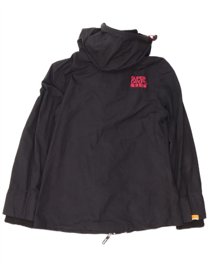 Superdry Womens The Windmac Regnjakke med hætte UK 16 Stor sort nylon