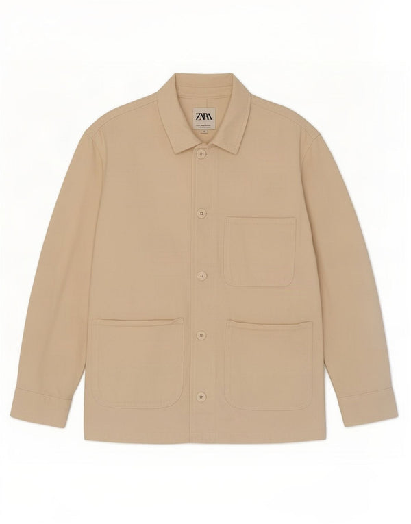 Zara Womens Utility Jacket UK 14 Medium Off White Bomuld