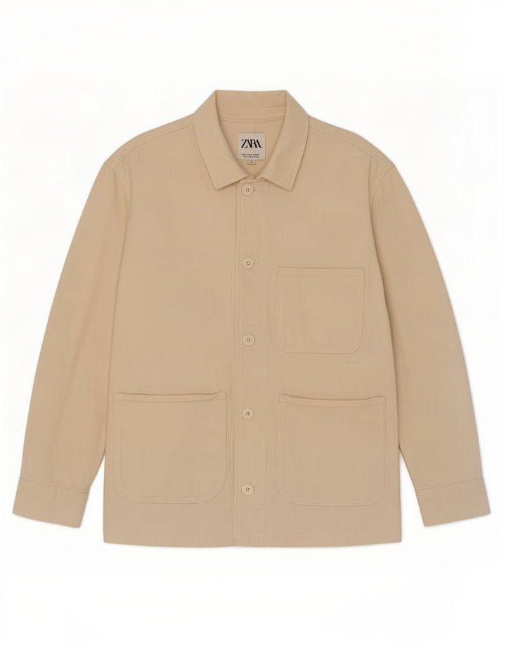 Zara Womens Utility Jacket UK 14 Medium Off White Bomuld