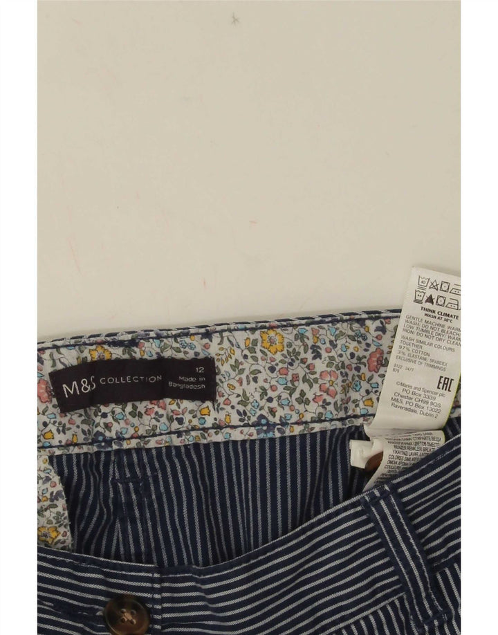 Marks & Spencer Dame Cropped Trousers UK 12 Medium W32 L25 Navy Blue