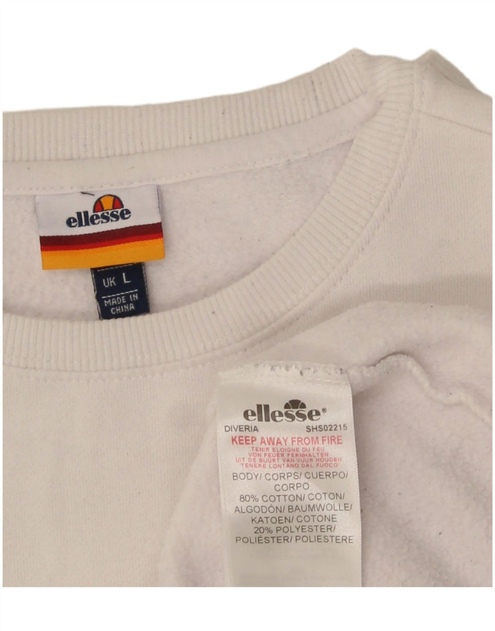 Ellesse Herre Sweatshirt Jumper Stor Hvid Bomuld