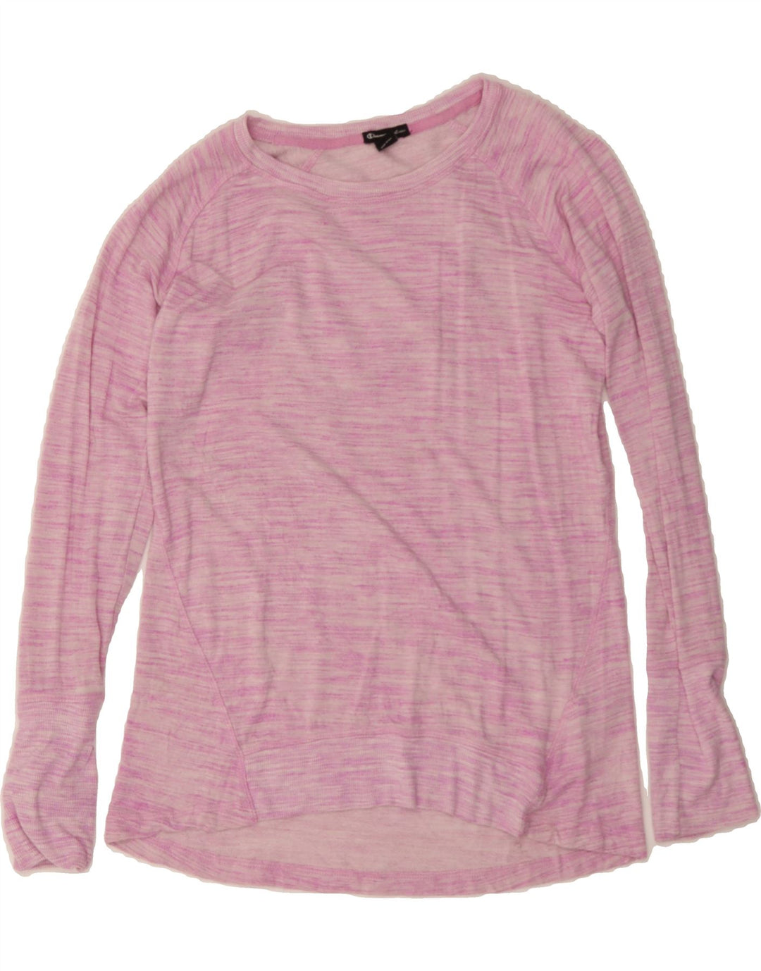 CHAMPION Womens Top Long Sleeve UK 10 Small Pink Striped Rayon Vintage Champion and Second-Hand Champion from Messina Hembry 