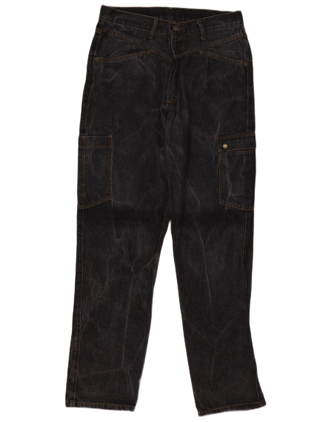 Vintage Herre Cargo Tapered Jeans W33 L34 Grå Bomuld