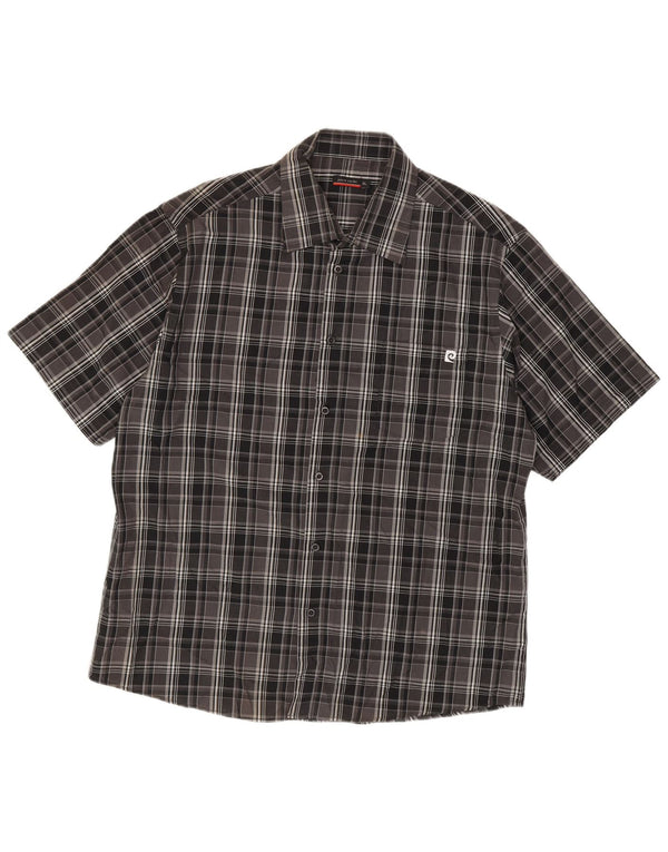 Pierre Cardin Herre kortærmet skjorte XL sort ternet polyester