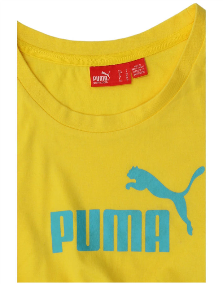 Puma Grafisk T-Shirt Top UK 10 Lille Gul