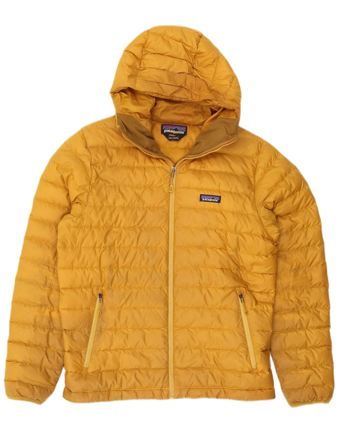 Patagonia Herre hættepolstret jakke UK 38 Medium Gul Polyester