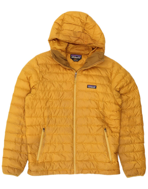 Patagonia Herre hættepolstret jakke UK 38 Medium Gul Polyester