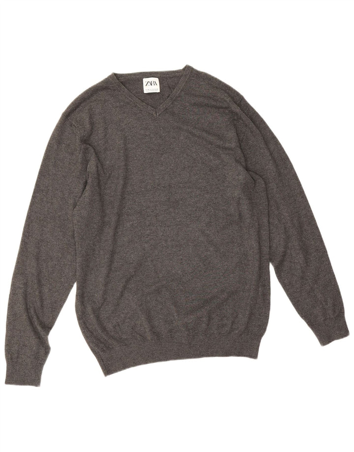 Zara Herre V-hals sweater Medium Grå Viscose