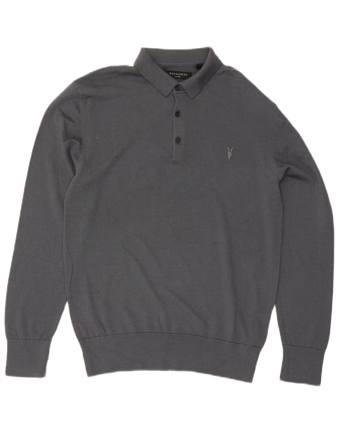 All Saints Herre Polo Neck Jumper Sweater Stor Grå Uld