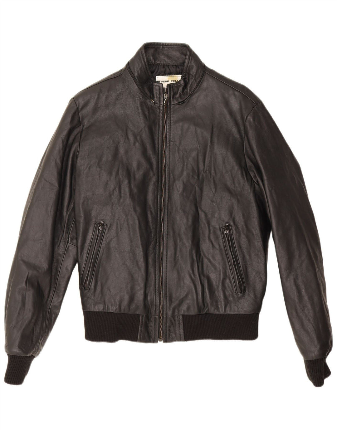 Vintage Herre Bomber Læderjakke UK 38 Medium Sort Læder